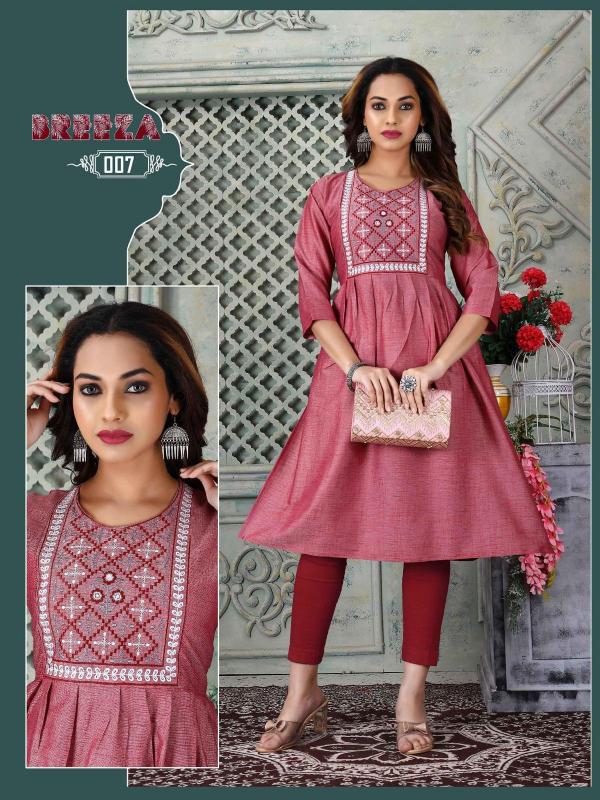 Trendy Breeza Rayon Regular Wear Fancy Kurti Collection